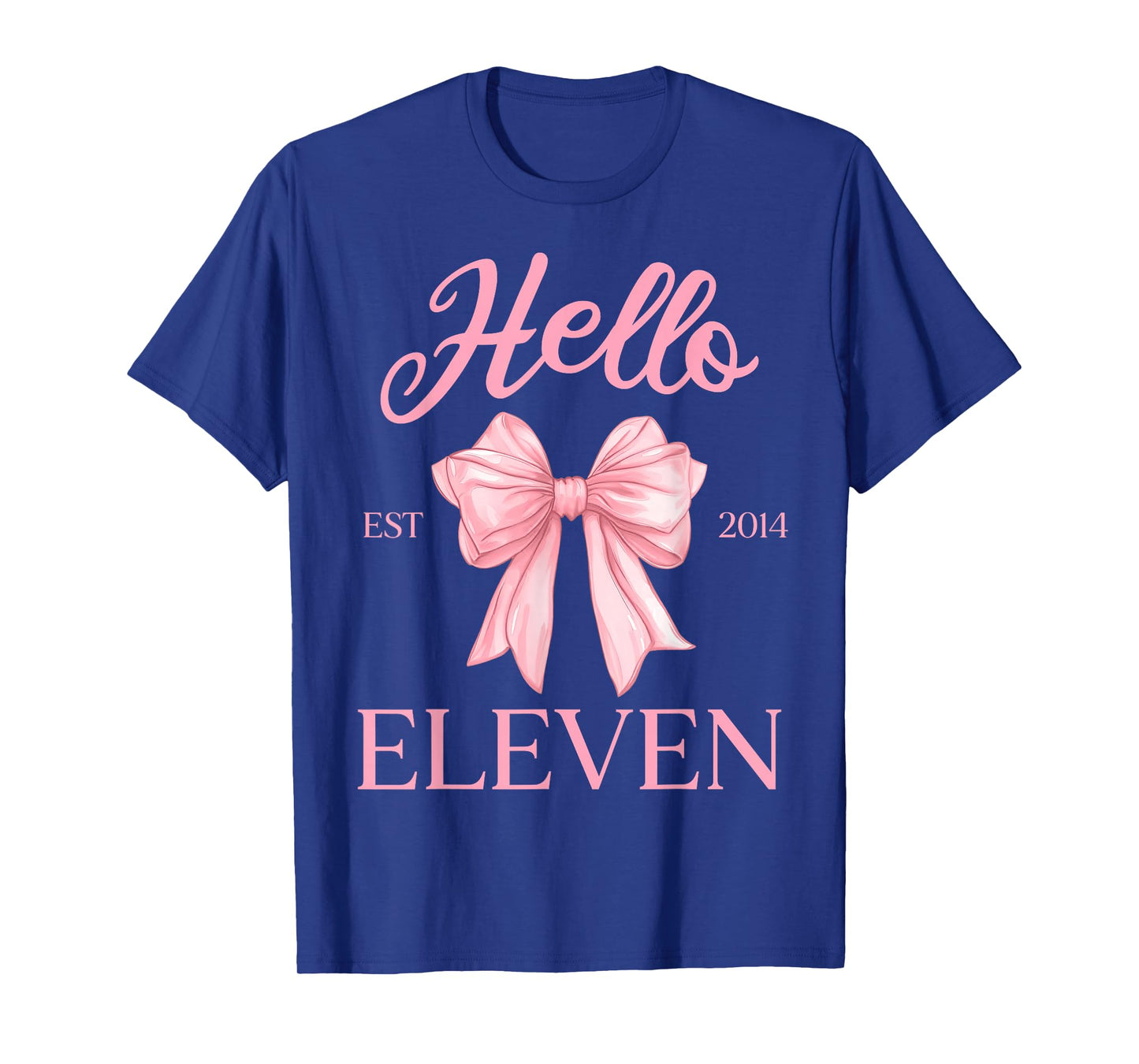 11th Birthday Girl Cute Coquette Bow Hello Eleven Est 2014 T-Shirt
