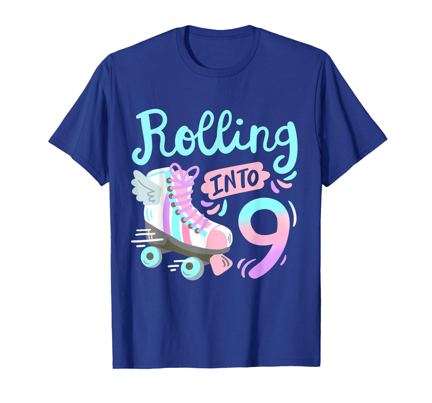 Rolling Into 9 Roller Skates Skater Girl 9th Birthday Party T-Shirt