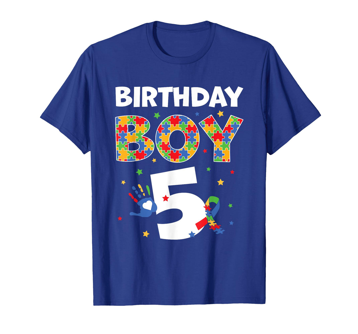 The 5th Birthday Boy Autism Awareness Puzzle Piece T-Shirt