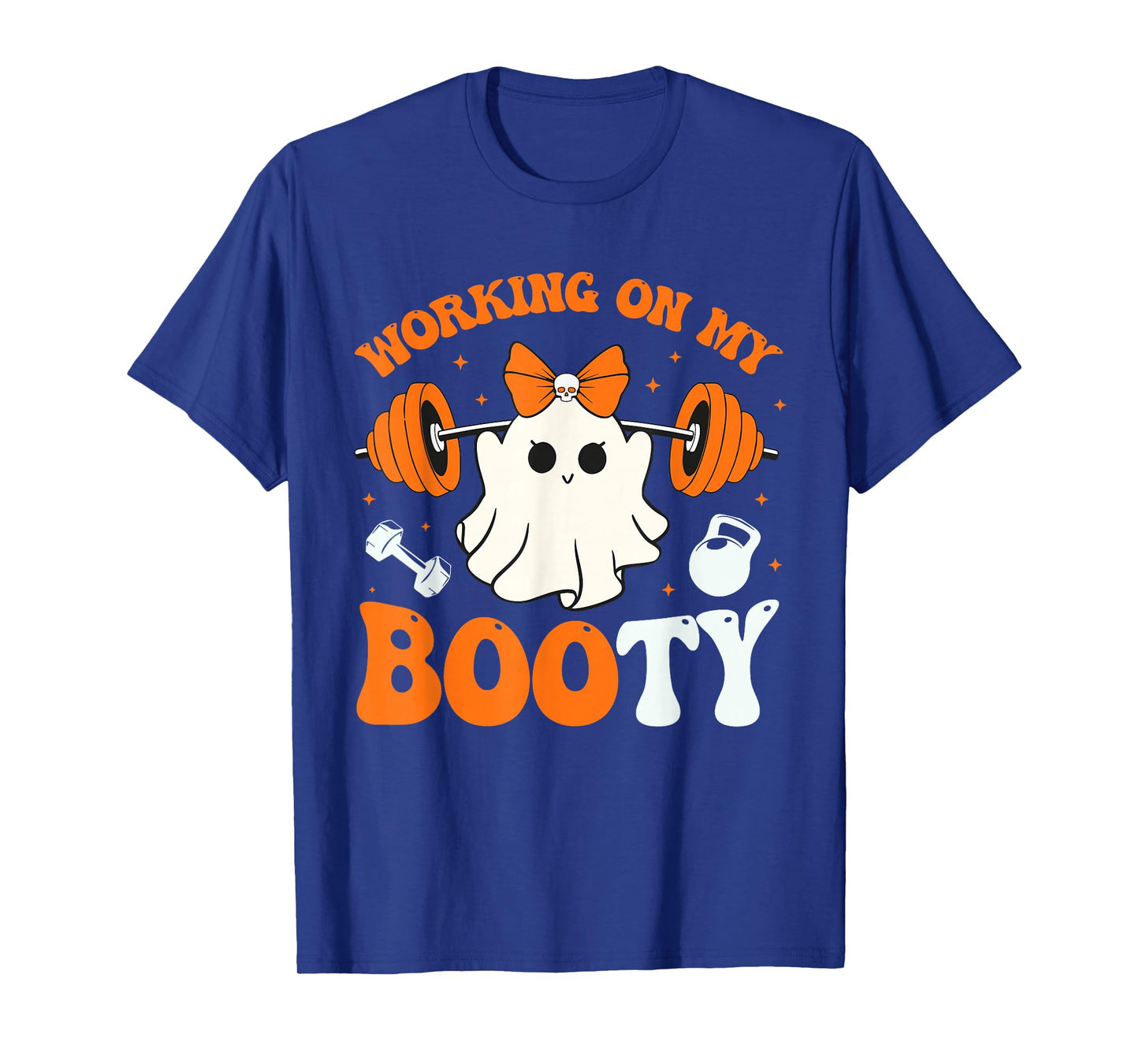 Funny Working On My Booty Ghost Boo Gym Ghost Pun Halloween T-Shirt