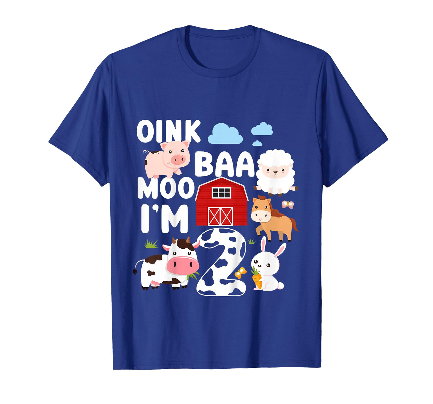 Oink Baa Moo I'm 2 Farm Animals 2nd Birthday T-Shirt
