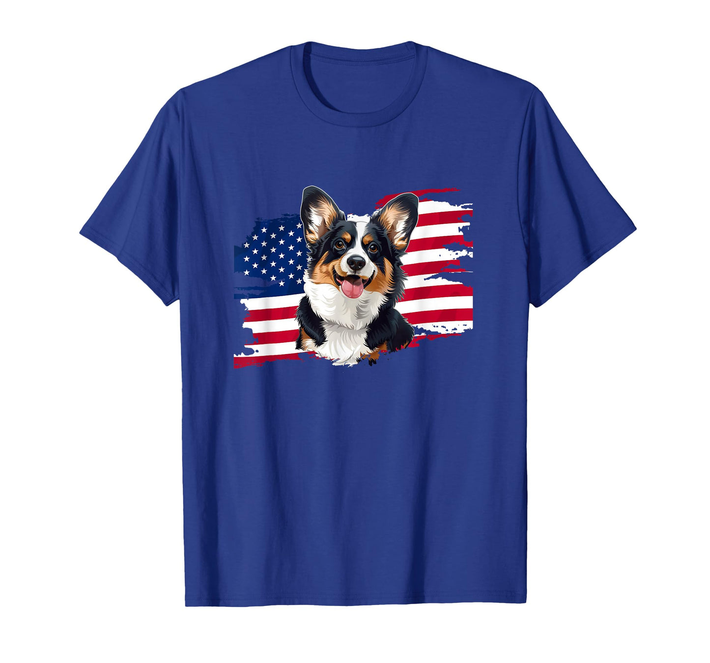 American USA Flag 4th July Fourth Black Tricolor Corgi Lover Women Kids Men T-Shirt