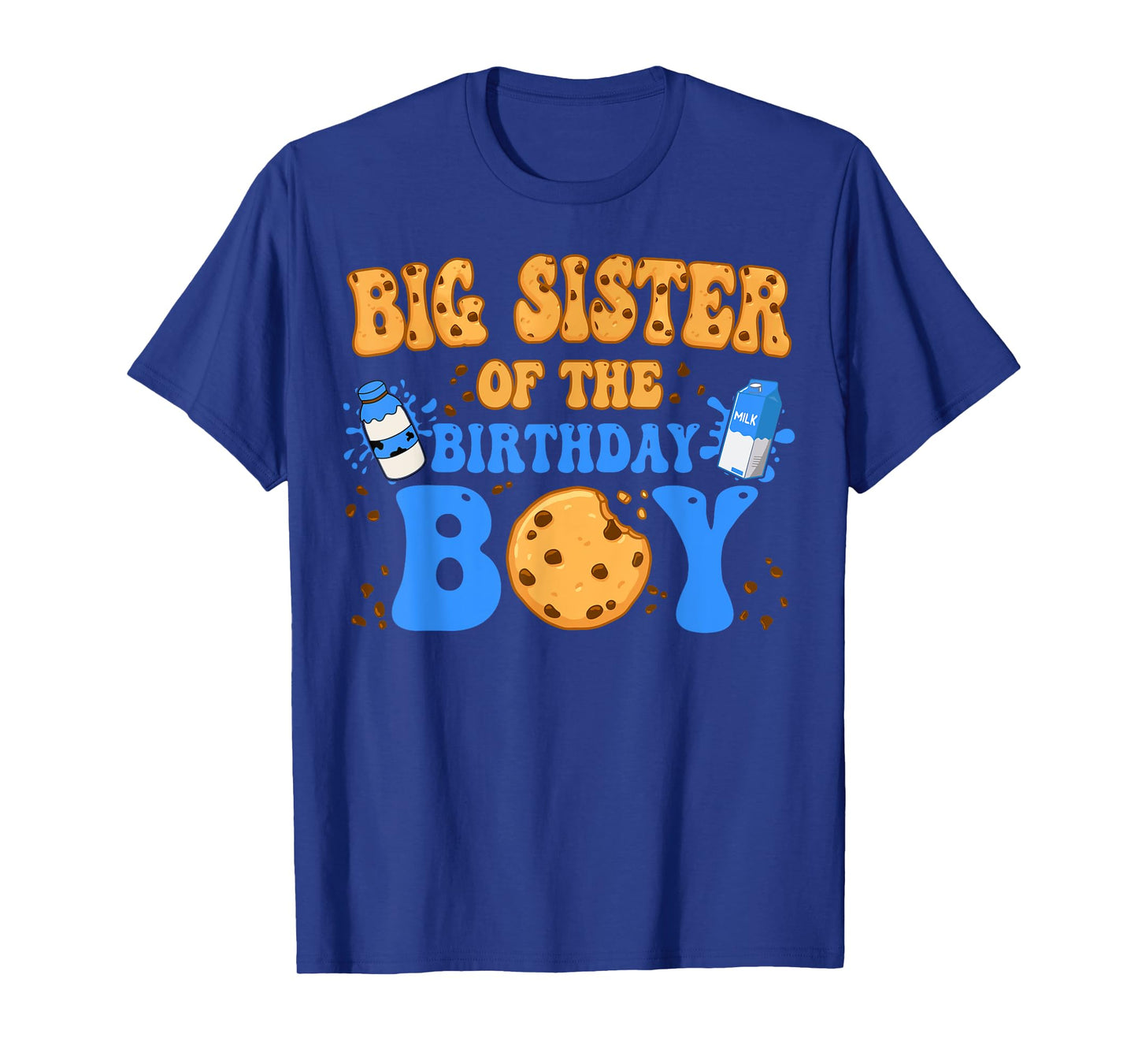 Big Sister Of The Birthday Boy Milk and Cookies Lover T-Shirt