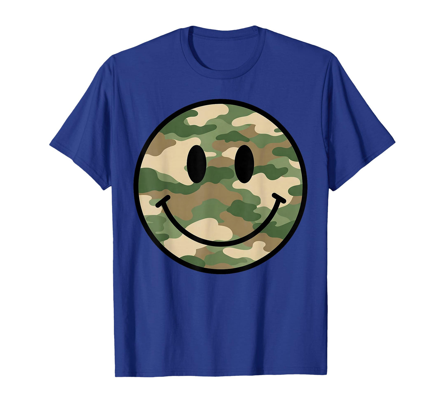 70s Camo Smile Face Smiling Happy Camouflage Lover Funny T-Shirt