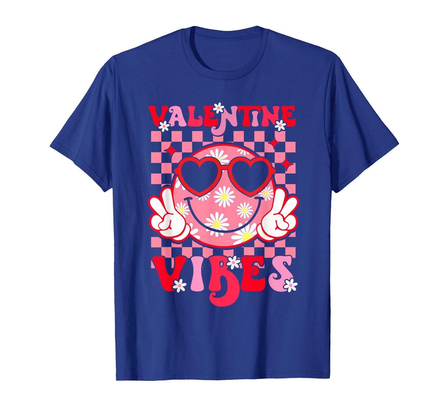 Girls Valentines Day Cute Smile Face Valentine Vibes Kids T-Shirt