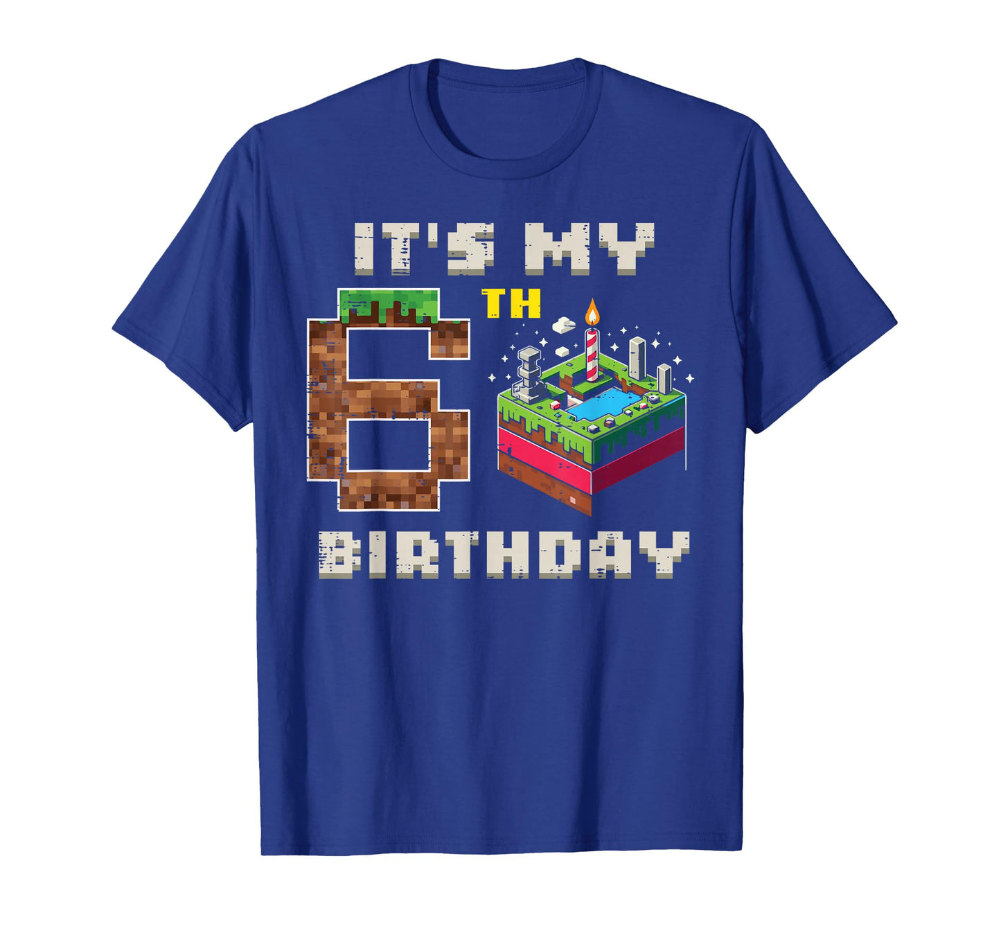 My 6th Birthday Pixel Game 6 Cake Video Gamer Boys Kid Youth T-Shirt