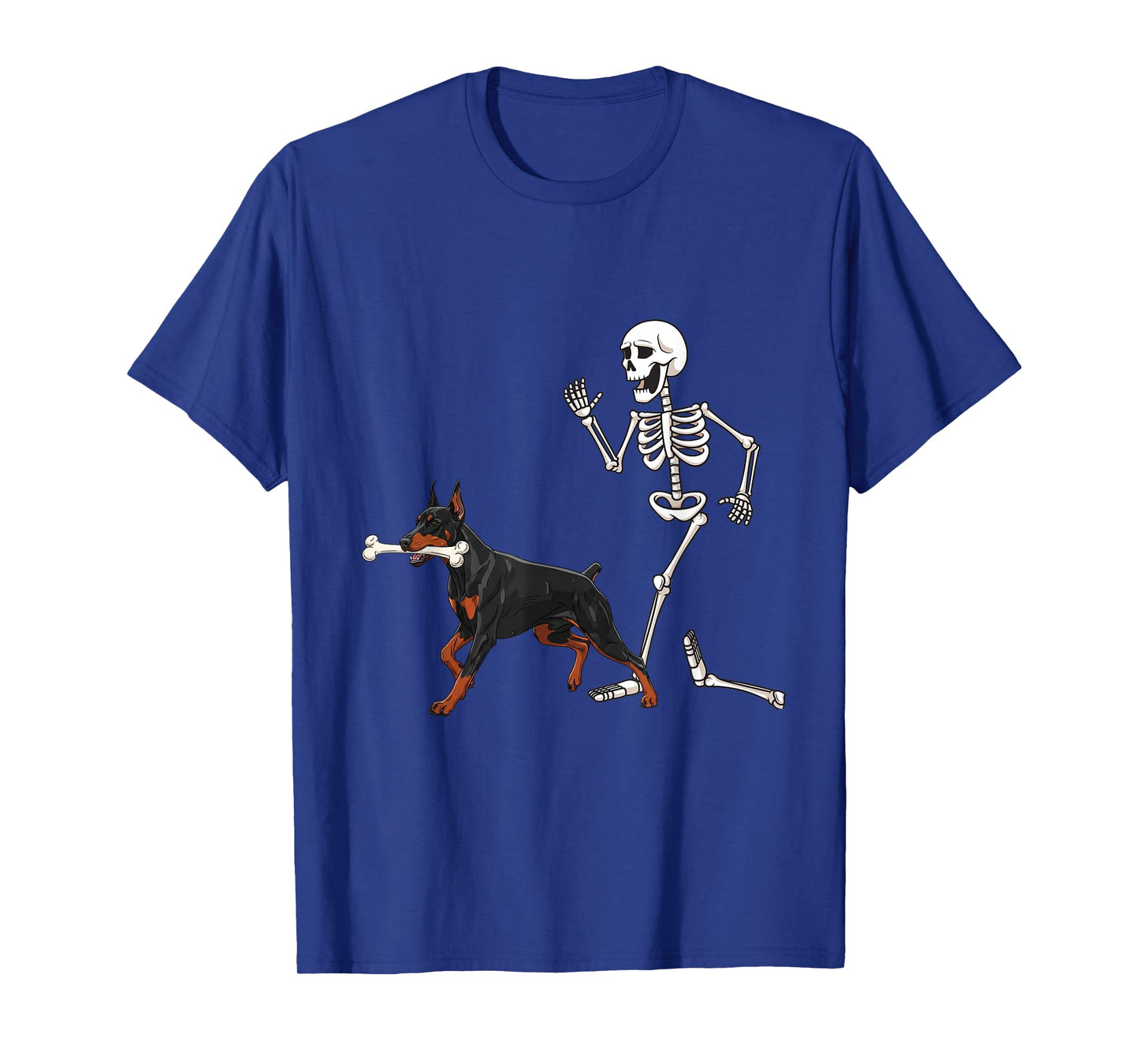 Funny Halloween Doberman Pinscher and Skeleton T-Shirt