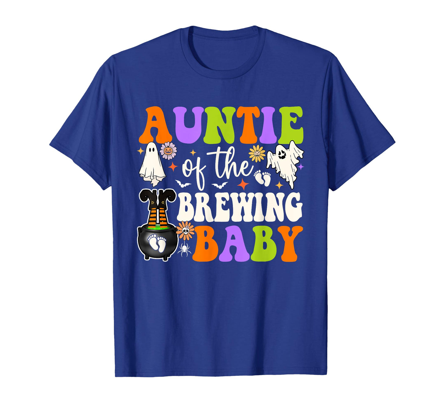 Auntie of Brewing Baby Halloween Theme Baby Shower Spooky T-Shirt