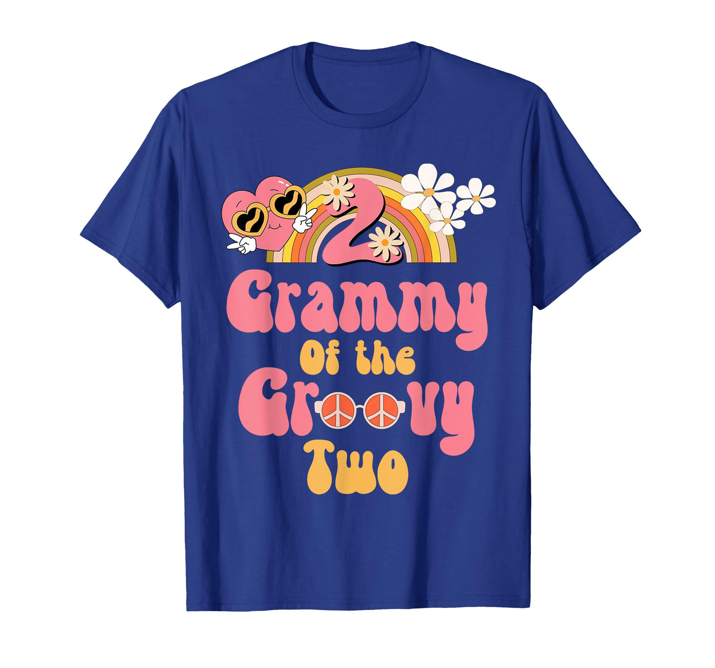 Grammy of the Groovy Two peace sign retro birthday matching T-Shirt