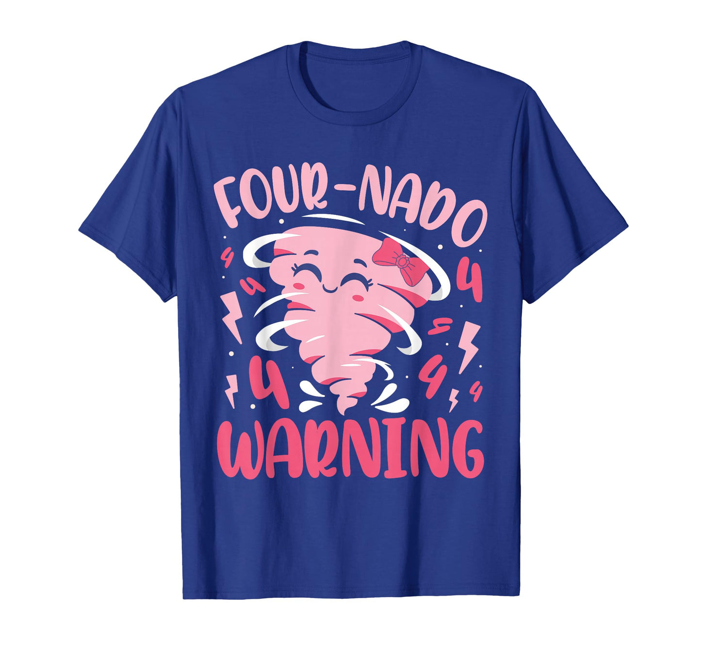 Kids Four-nado Warning 4th Birthday Pink Tornado Birthday T-Shirt