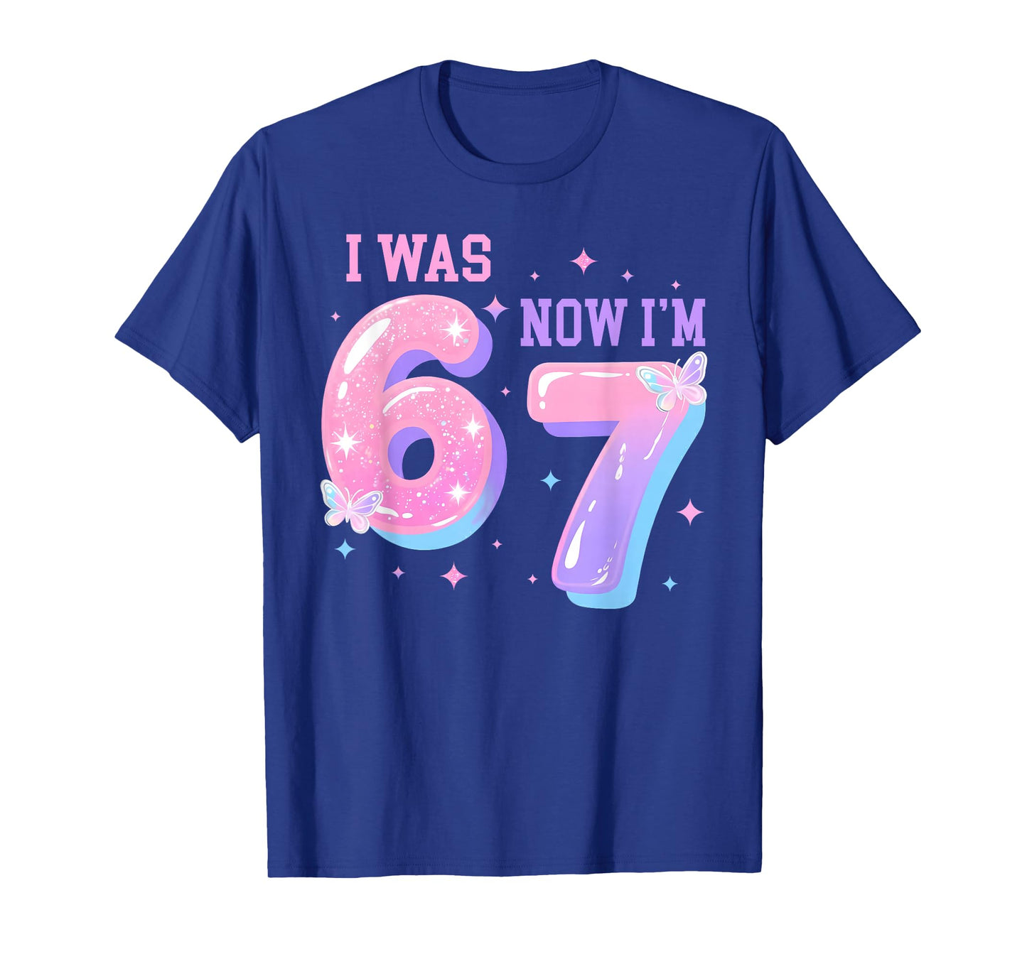 7 Year Old Birthday I was 6 Now I'm 7 67 Groovy 7th Birthday T-Shirt