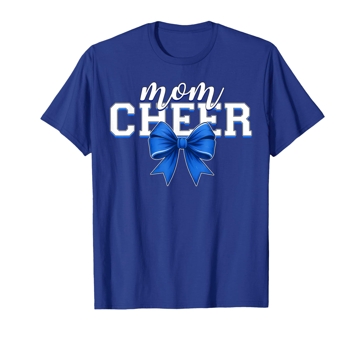 Cheer Mom Blue Bow Cheerleader Competition Game Day T-Shirt
