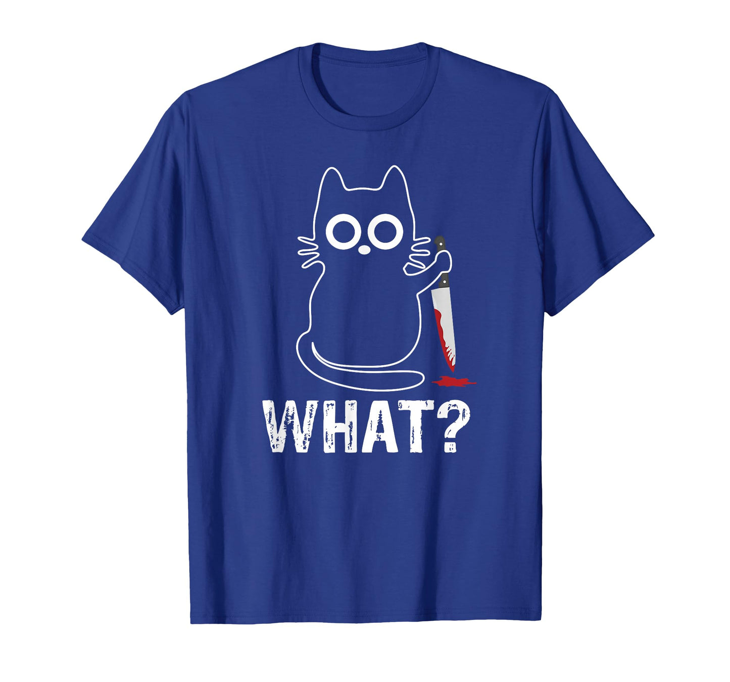 Tech-Tees Cats What? - Funny Cat With Knife Graphic Design T-Shirt, Small, Black