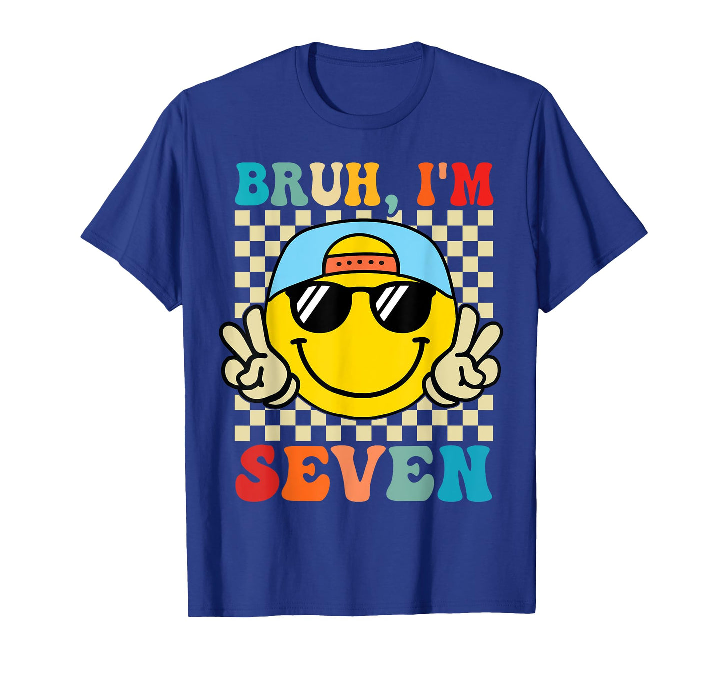 Bruh I'm Seven 7 7th Birthday Groovy Boys Girls 7 Years Old T-Shirt