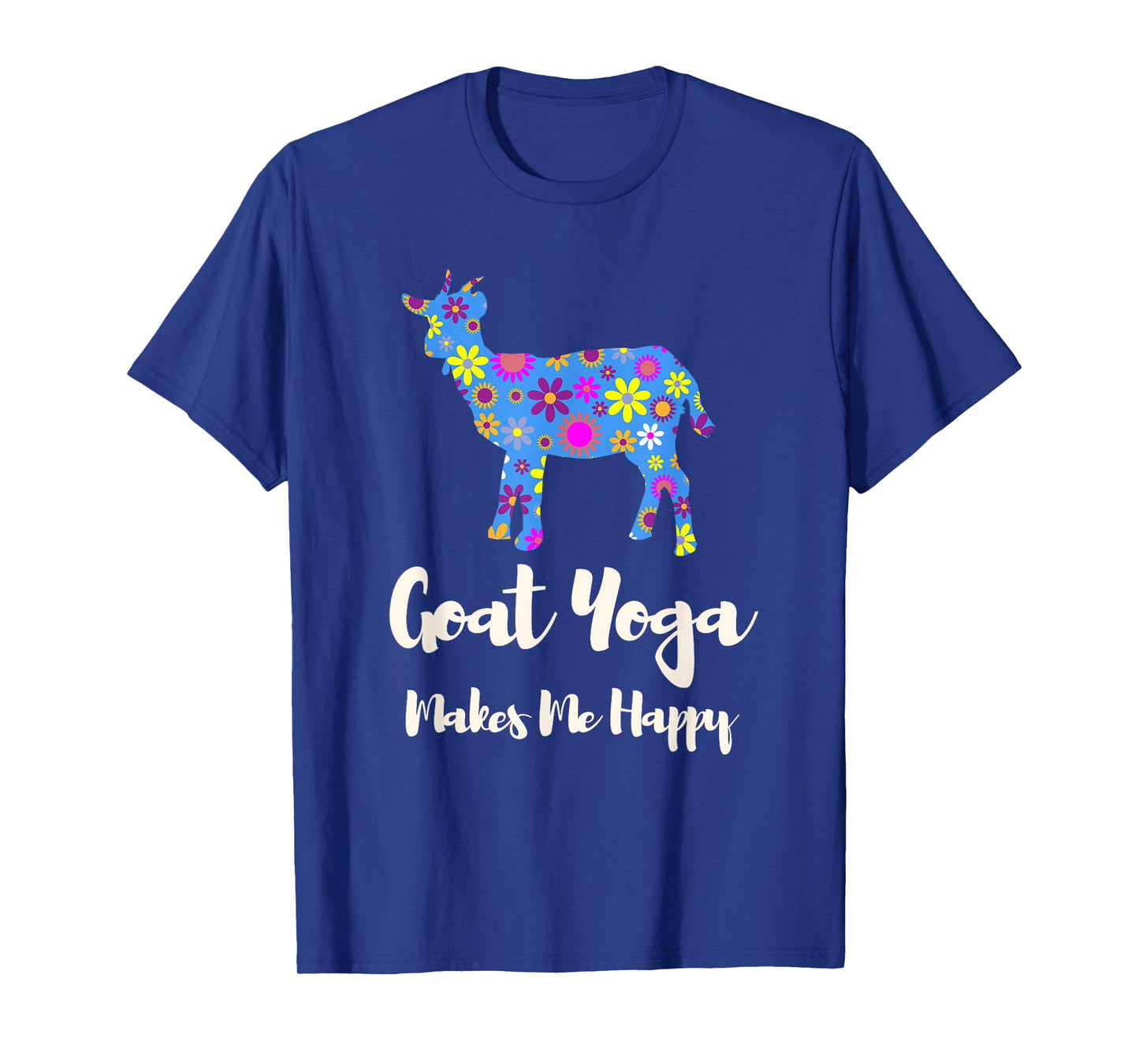Cartba Goat Yoga Co. Cute Black Floral Goat Yoga T-Shirt - Women's Yoga T-Shirt - Small - Crew Neck - Short Sleeve