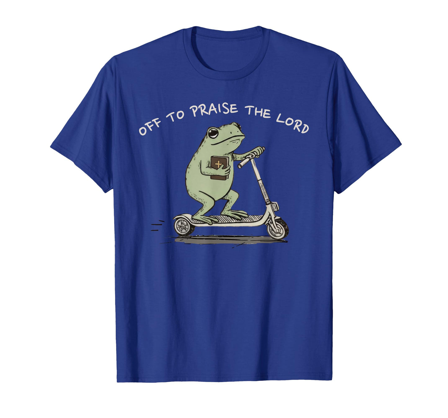 Funny Frog Off to Praise The Lord Christian Scooter T-Shirt