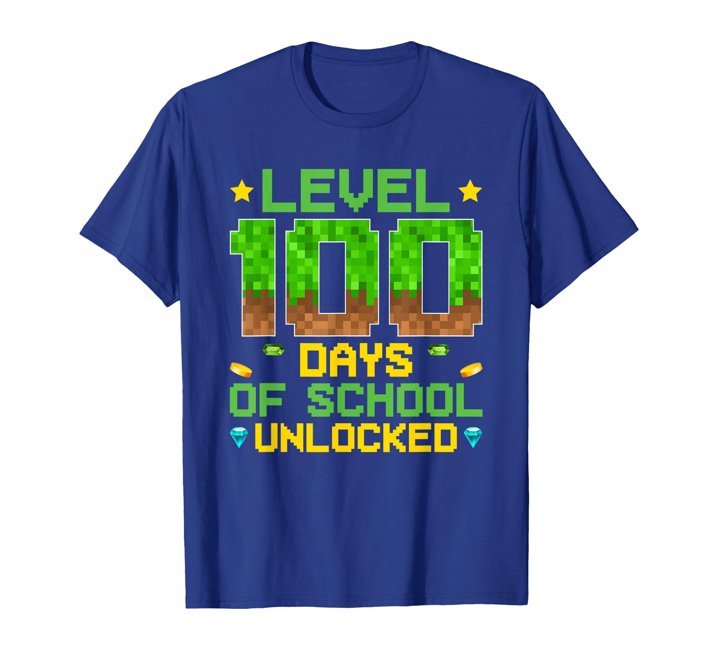 Level 100 Days of School Unlocked Pixel Video Games Boys T-Shirt