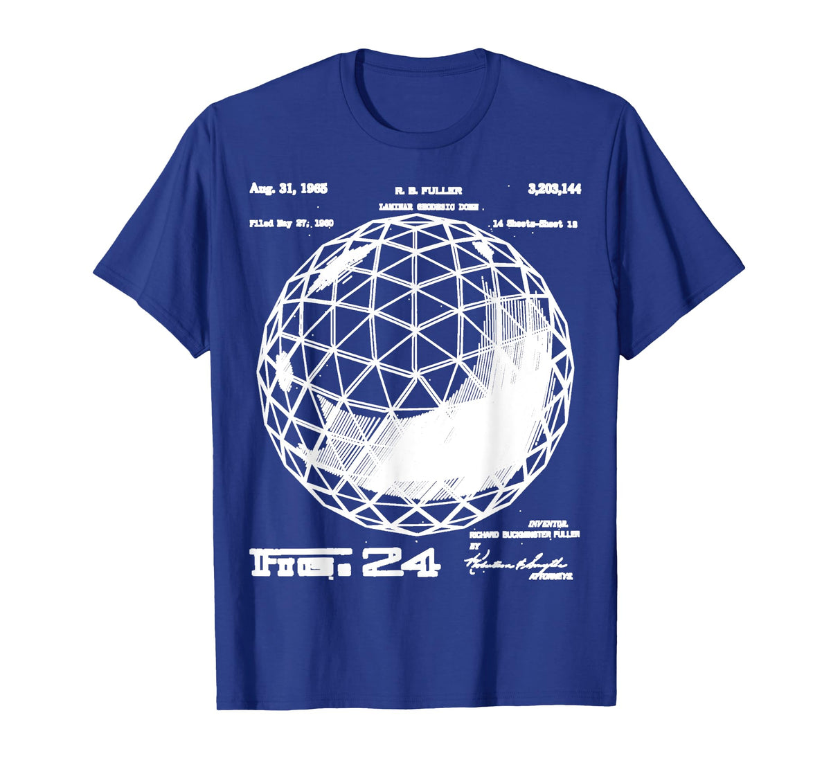 Buckminster Fuller Geodesic Patent Engineering Science Math T-Shirt