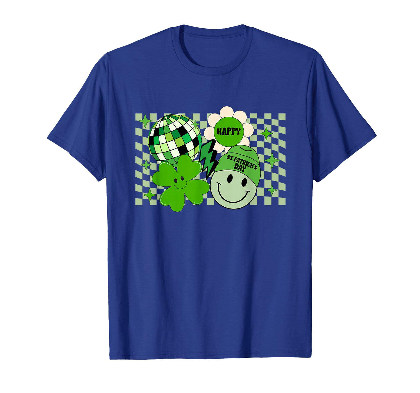Retro Groovy Irish Shamrock Smile Face St Patrick's Day T-Shirt