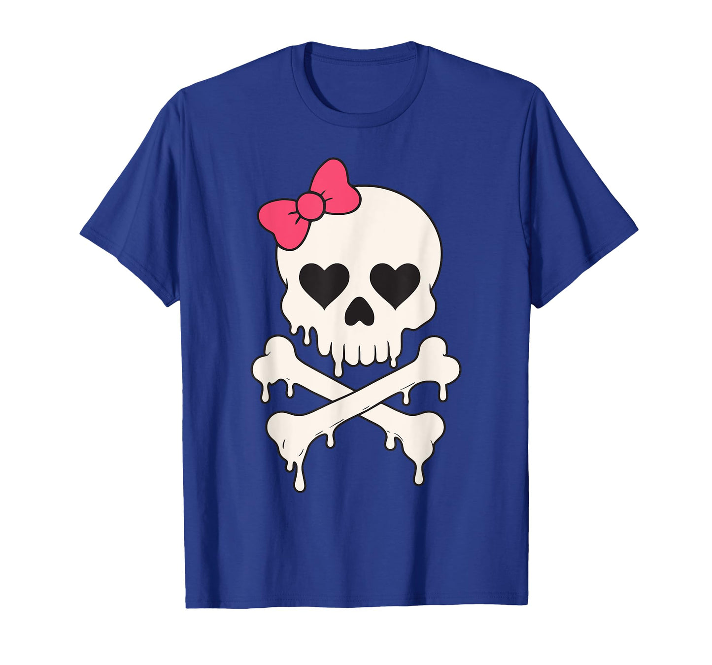 Cute Skull Pink Bow Dripping Crossbone Halloween Women Girls T-Shirt