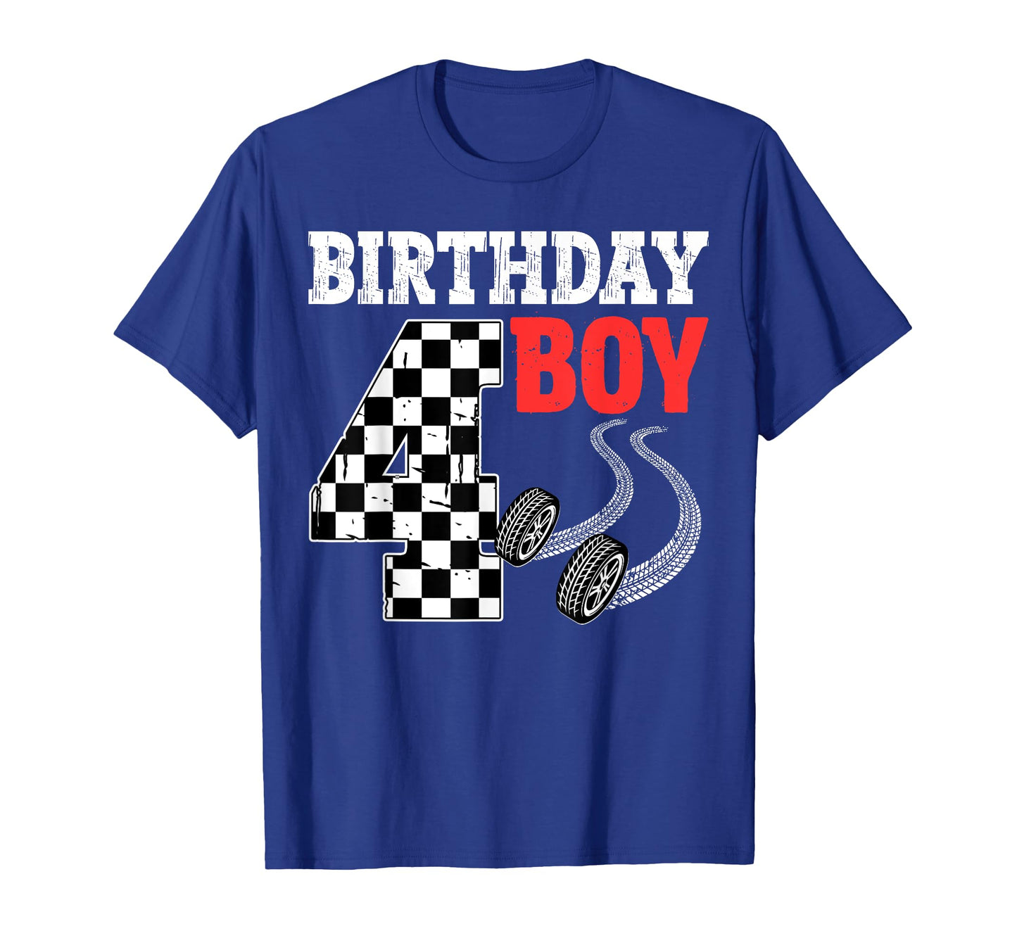 Birthday Boy 4th Birthday Racing Car Flag 4 Bday Race Car T-Shirt