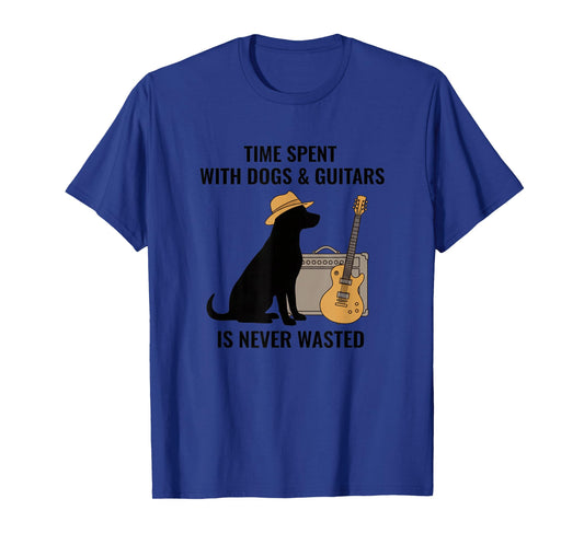 Dog Lover Time Spent with Dogs & Guitars Design T-Shirt