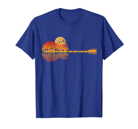 Guitar Lake Shadow Reflections Moon Love Guitar Musician T-Shirt