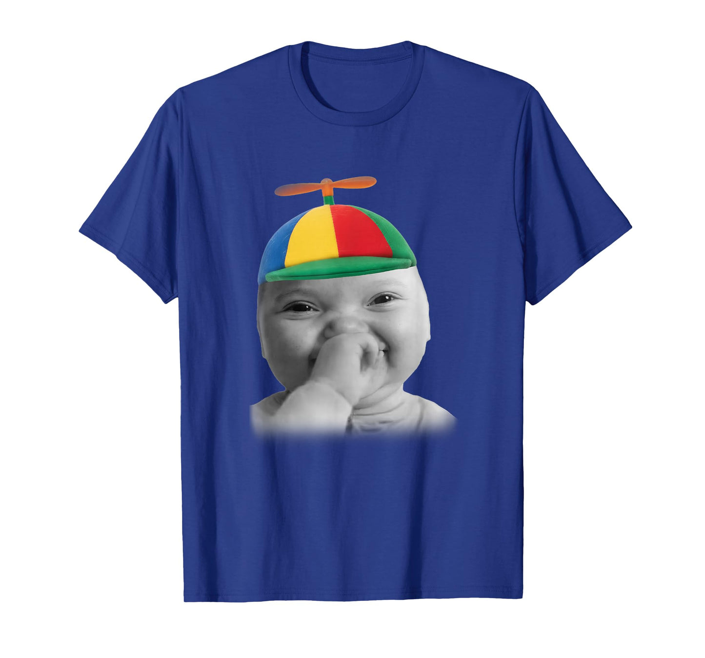 Tuff AI Niche Baby Holding Laugh Meme in Propeller Hat T-Shirt