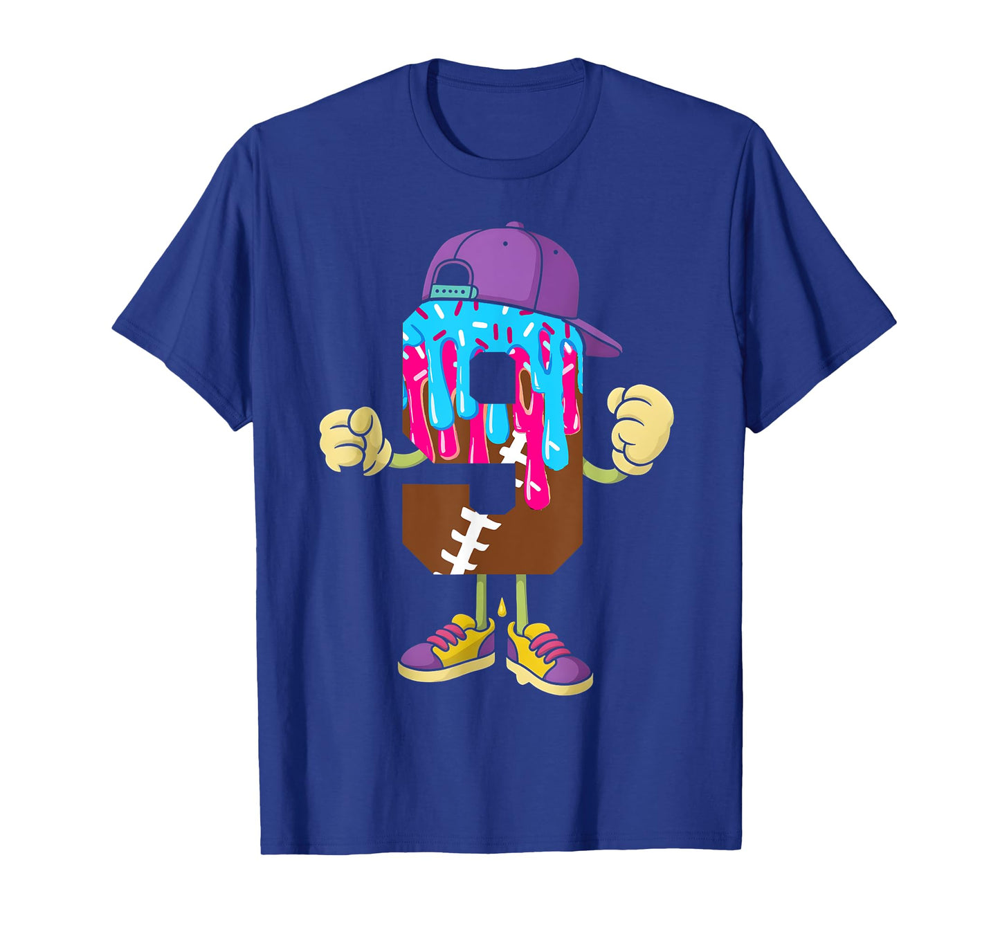 Football 9 Year Old Ice Cream Drip 9th Birthday Boys T-Shirt