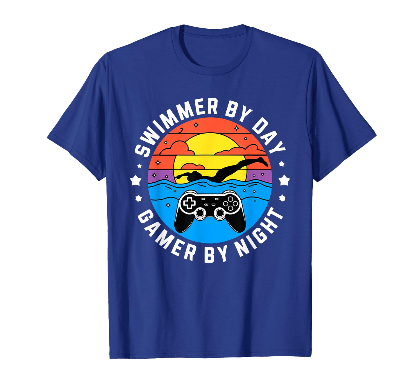 Swimmer By Day Gamer By Night Shirt Gaming Swimming Men Boy T-Shirt