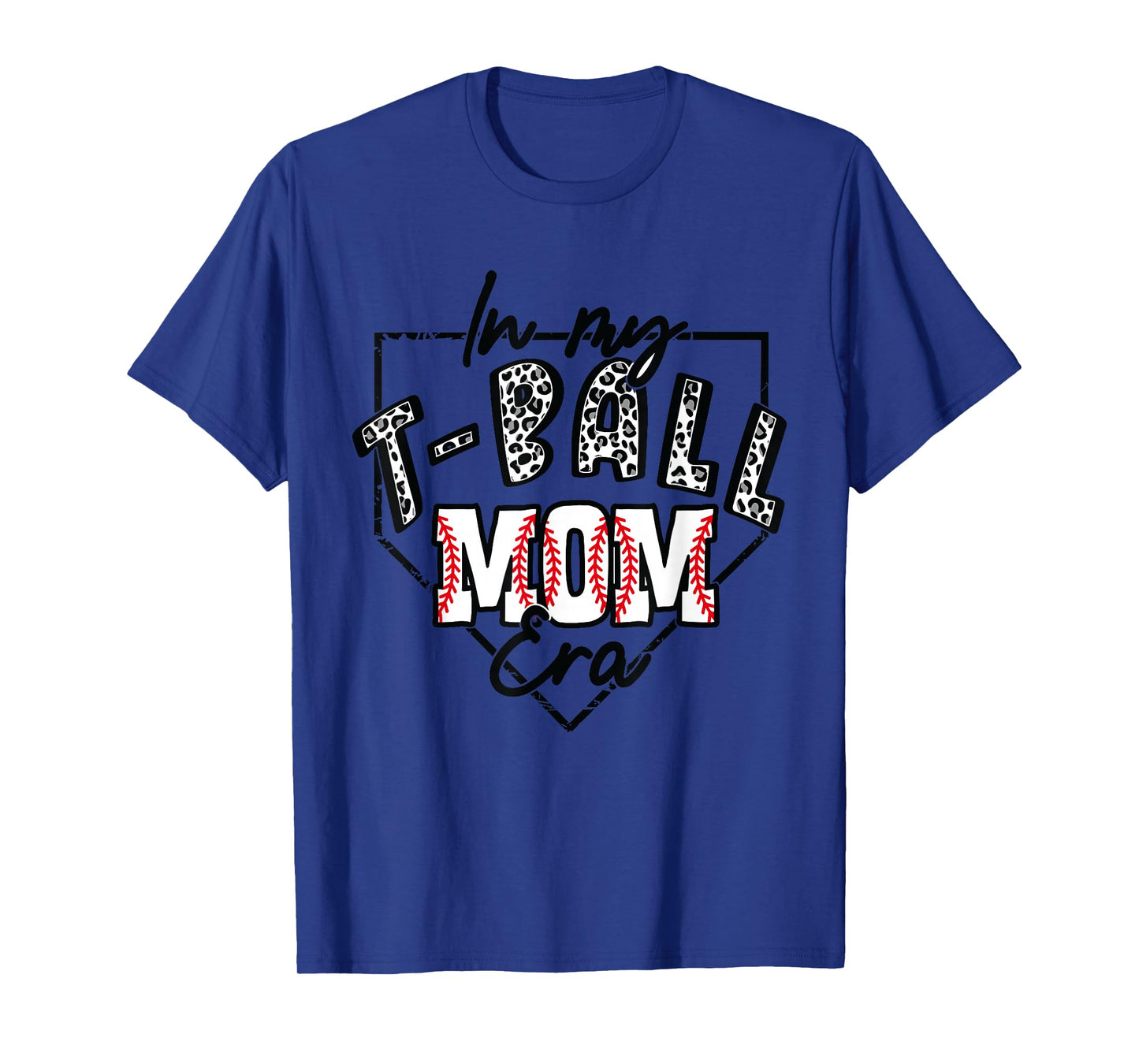In My T-Ball Mom Era T-Ball Ball Mama Mother Leopard Print T-Shirt, Small, White