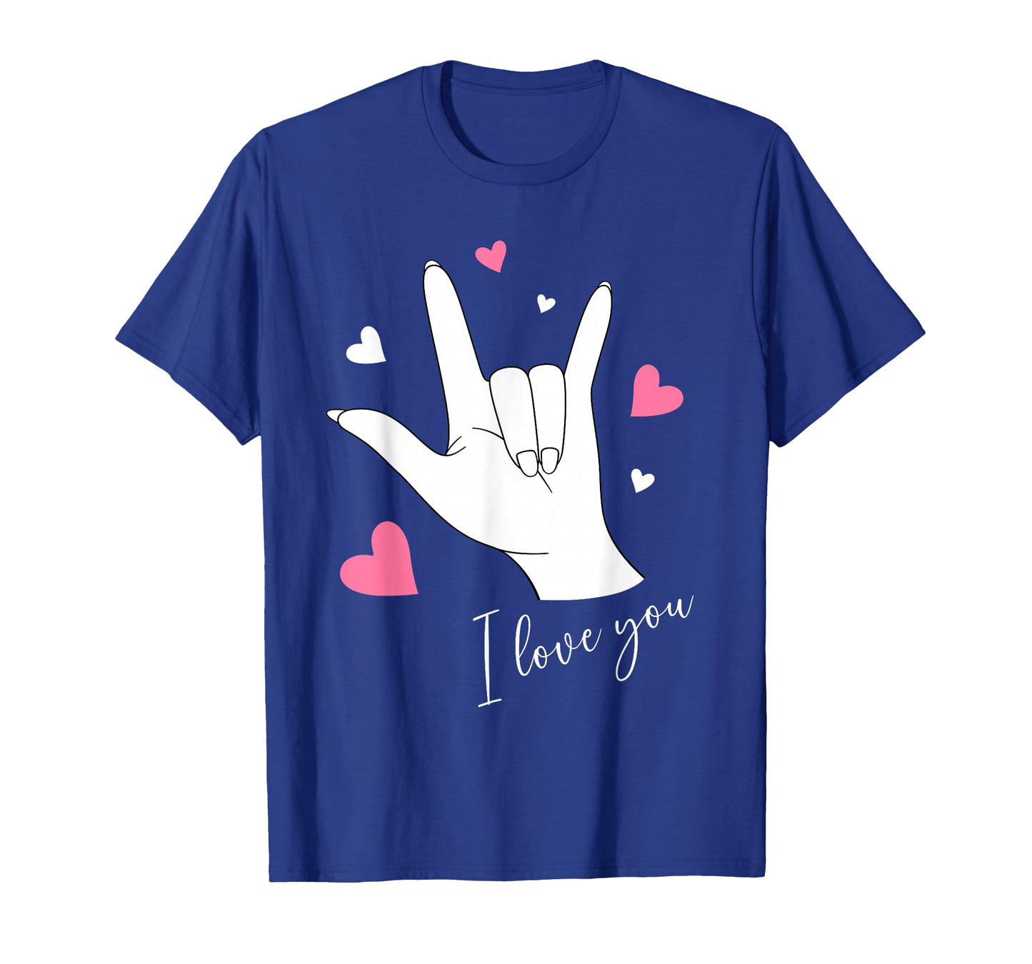 Cute Valentines Day Hearts I Love You Hand Sign Language ASL T-Shirt