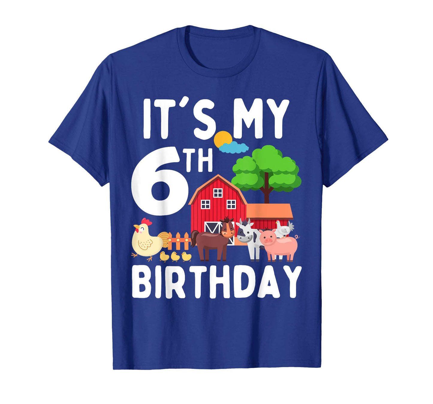 It's My 6th Birthday 6 Years Old Farm Animals Theme for Kids T-Shirt
