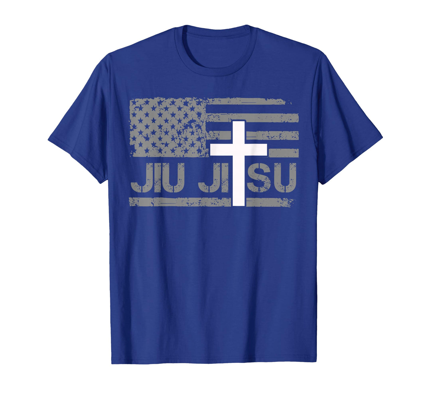 Christian Jiu Jitsu American Flag Cross Men Boys Jesus BJJ T-Shirt