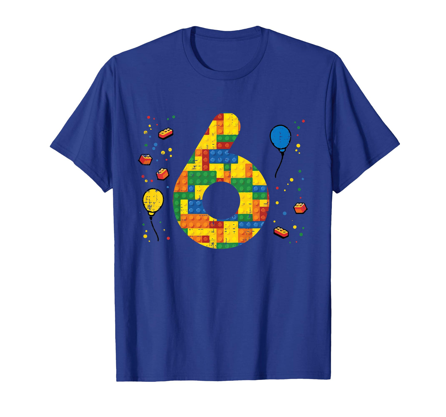 6th Birthday Blocks Building Bricks 6 Year Old Boys Kids T-Shirt