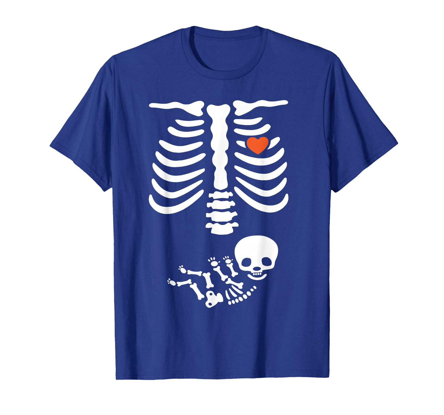 Pregnant Skeleton Rib Costume Pumpkin Halloween Women Girls T-Shirt