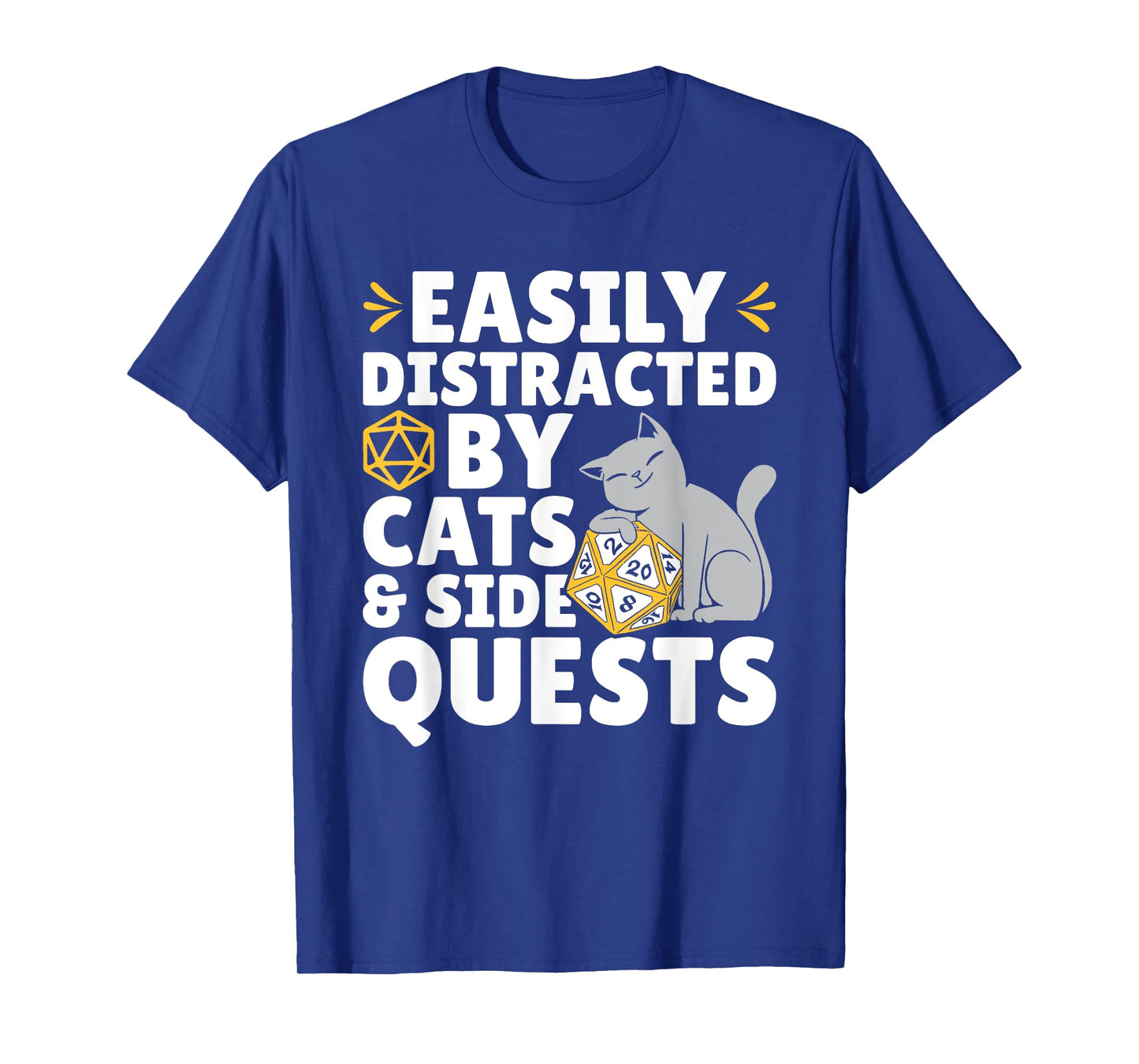 Easily Distracted Cats Side Quests Role Playing RPG Gamer T-Shirt