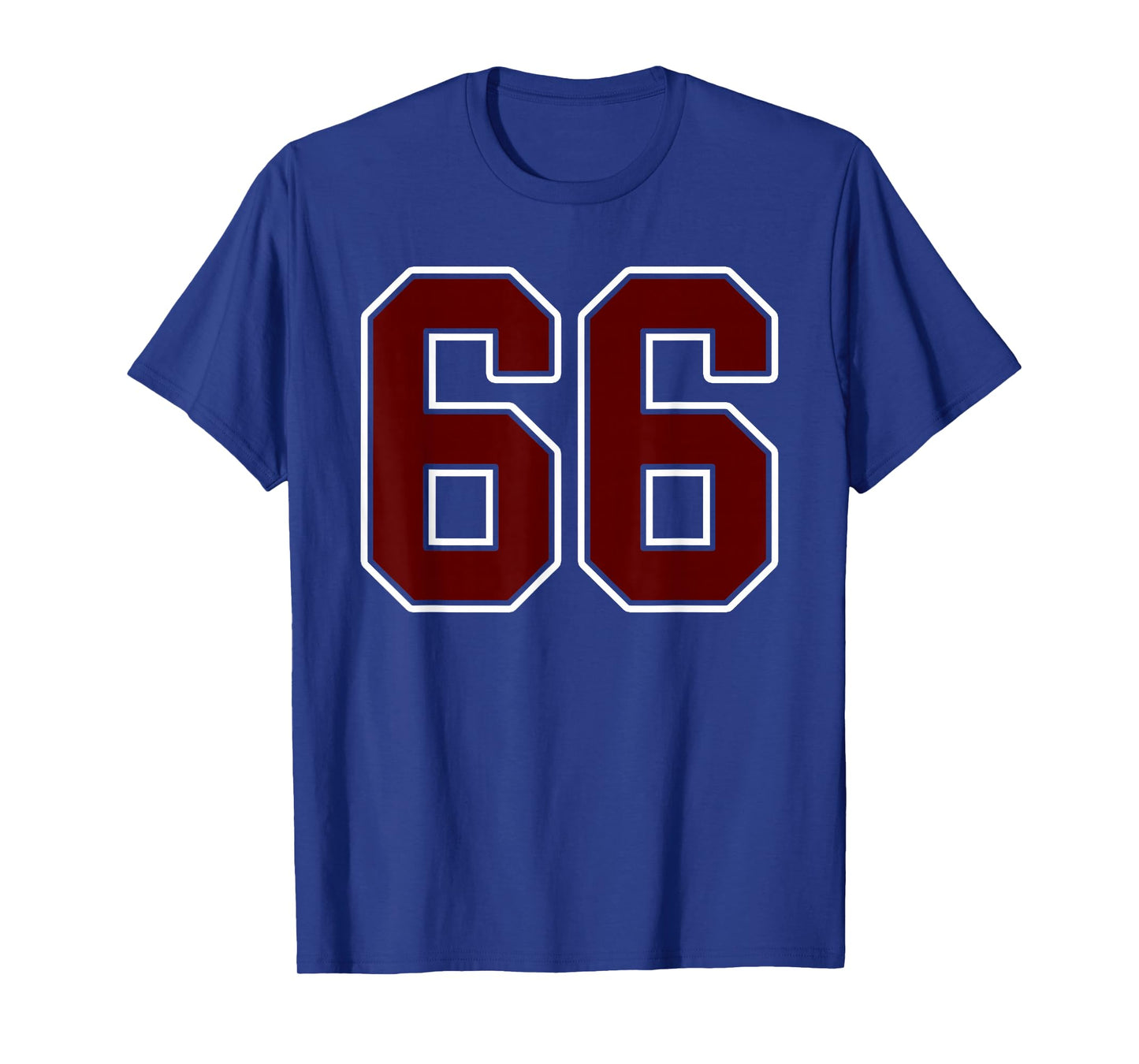 Maroon and White Number 66 Jersey Player Uniform #66 Fan T-Shirt