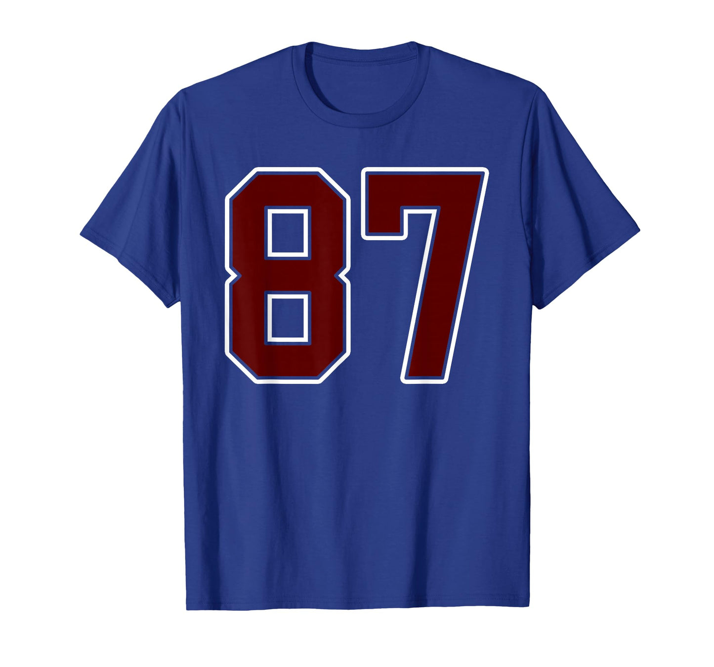 Maroon and White Number 87 Jersey Player Uniform #87 Fan T-Shirt