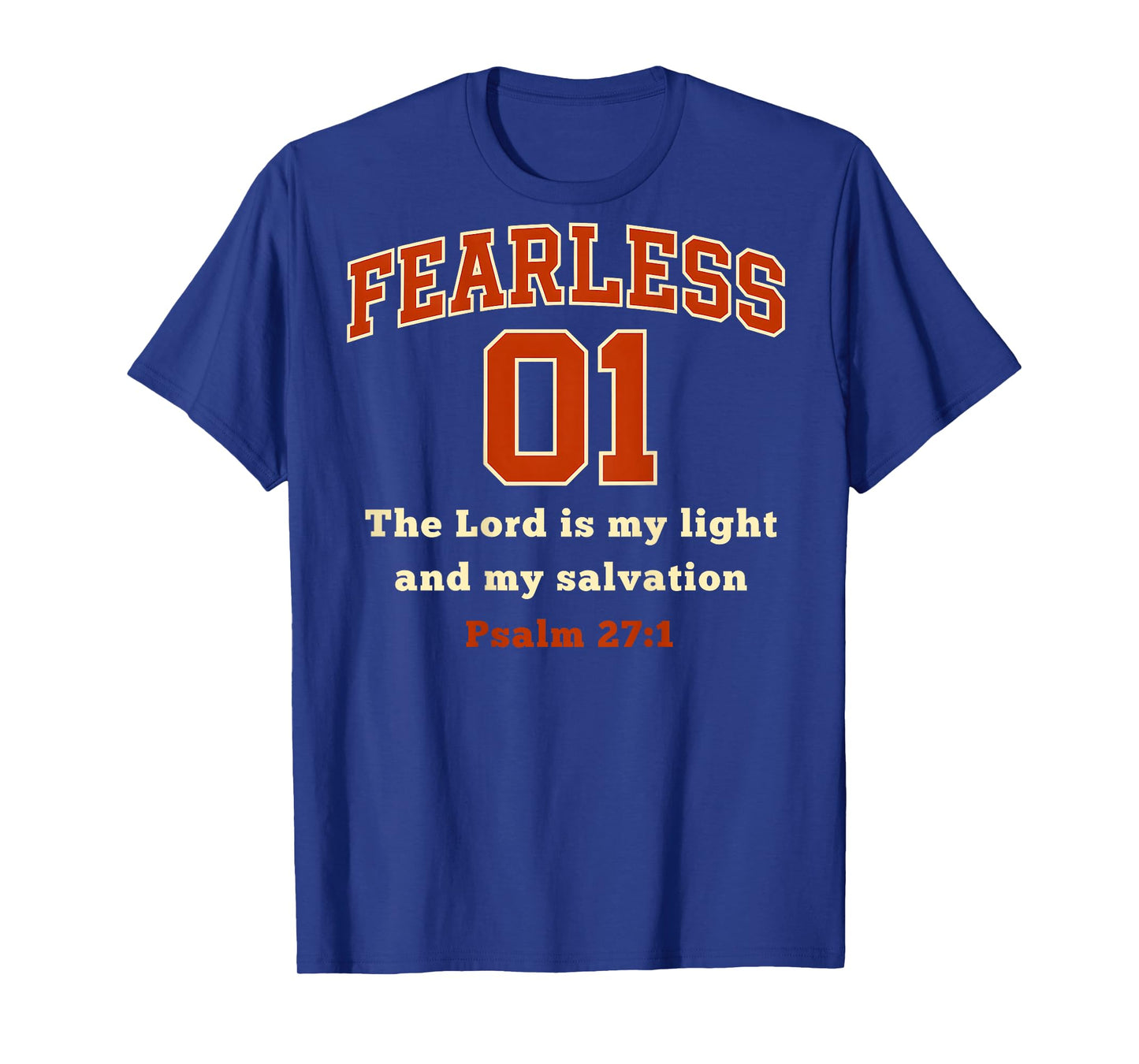 (ON Back) Fearless 01 Sports Jersey Style Psalm 27 1 Verse T-Shirt