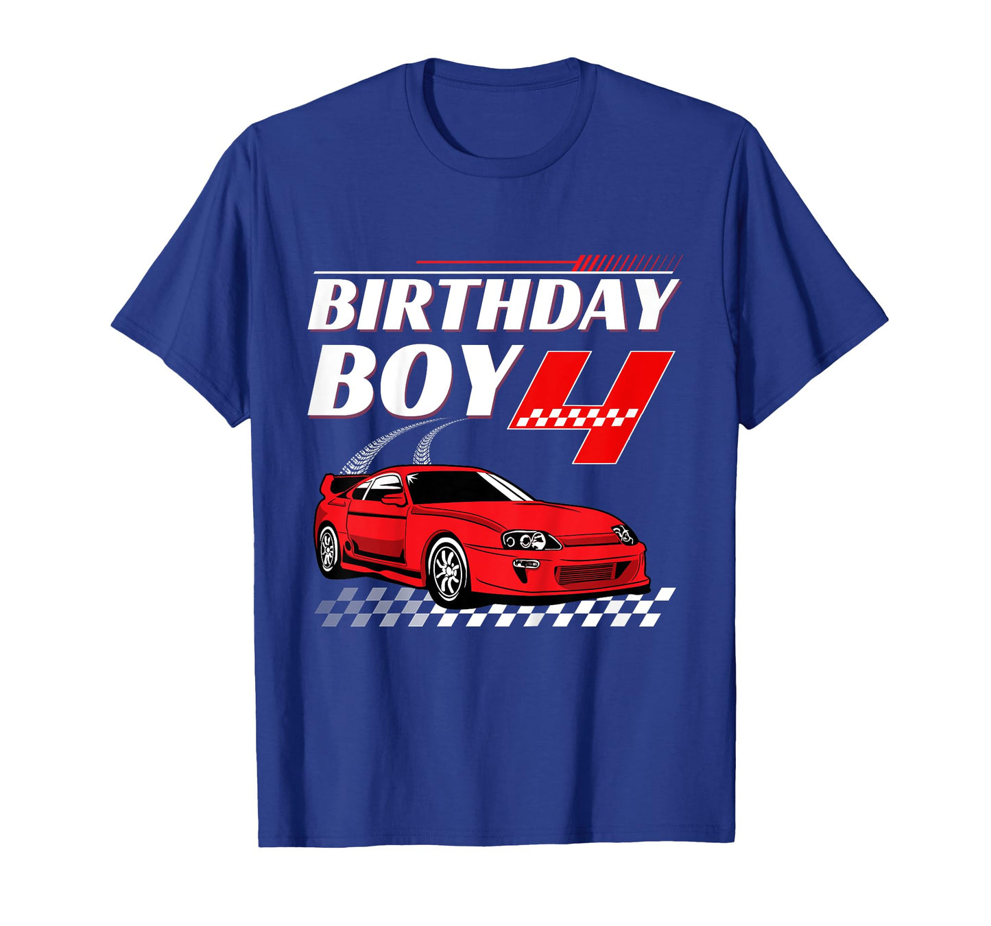 Kids Birthday Boy 4 years Race Car 4th Birthday Racing Car T-Shirt