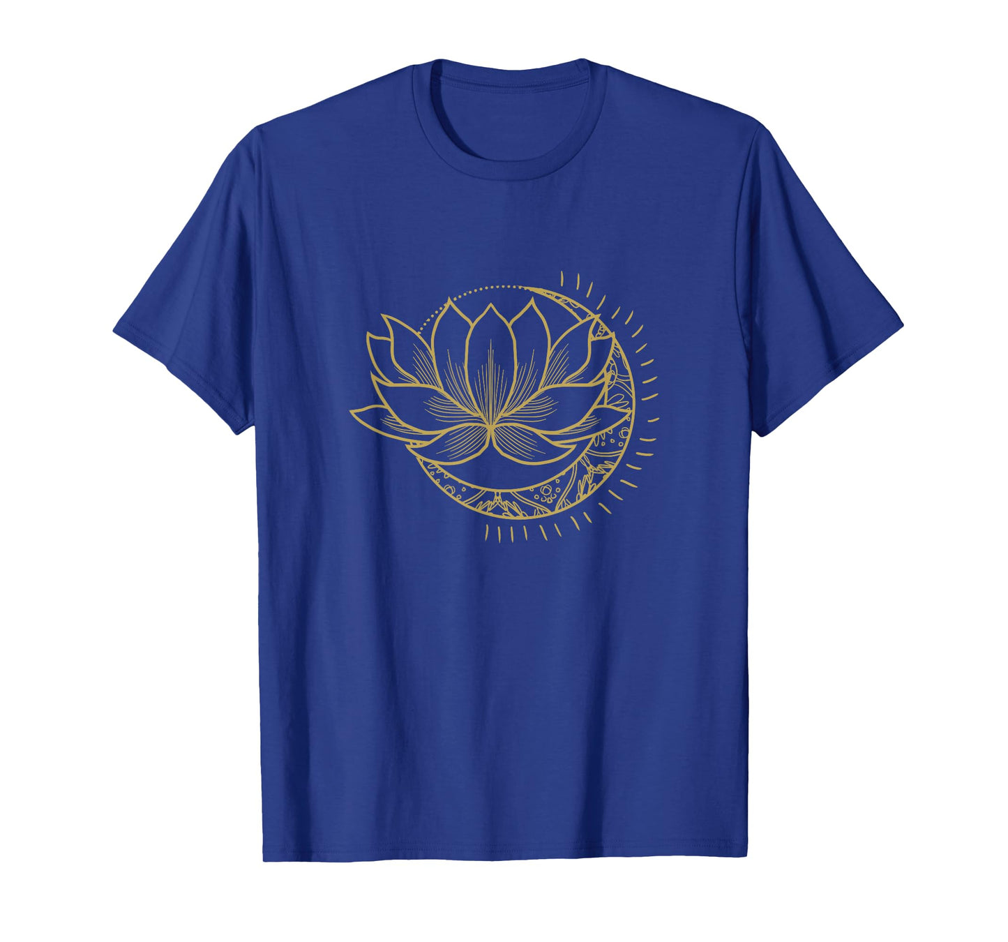 Minimal Crescent Moon Lotus Flower Space Yoga Meditation Art T-Shirt