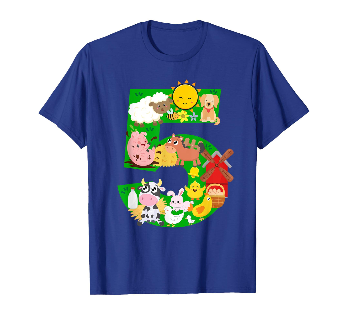 Farm Animals 5 Five Year Old Kids 5th Birthday Party Farmer T-Shirt