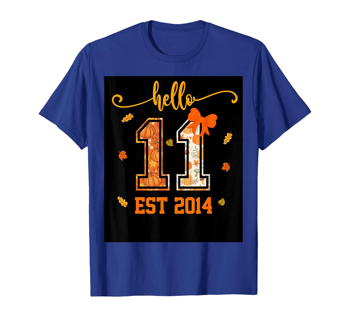Hello 11 Est 2014 Preppy Coquette Fall 11th Birthday Girl T-Shirt