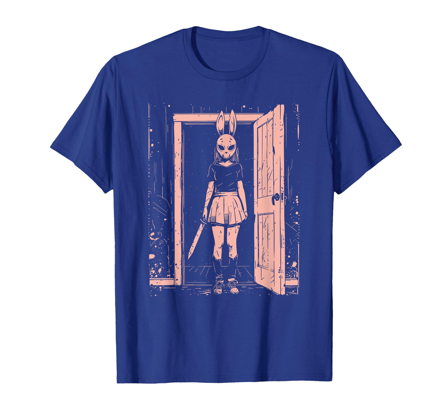 Creepy Girl Bunny Mask Slasher Pastel Goth Anime Horror T-Shirt