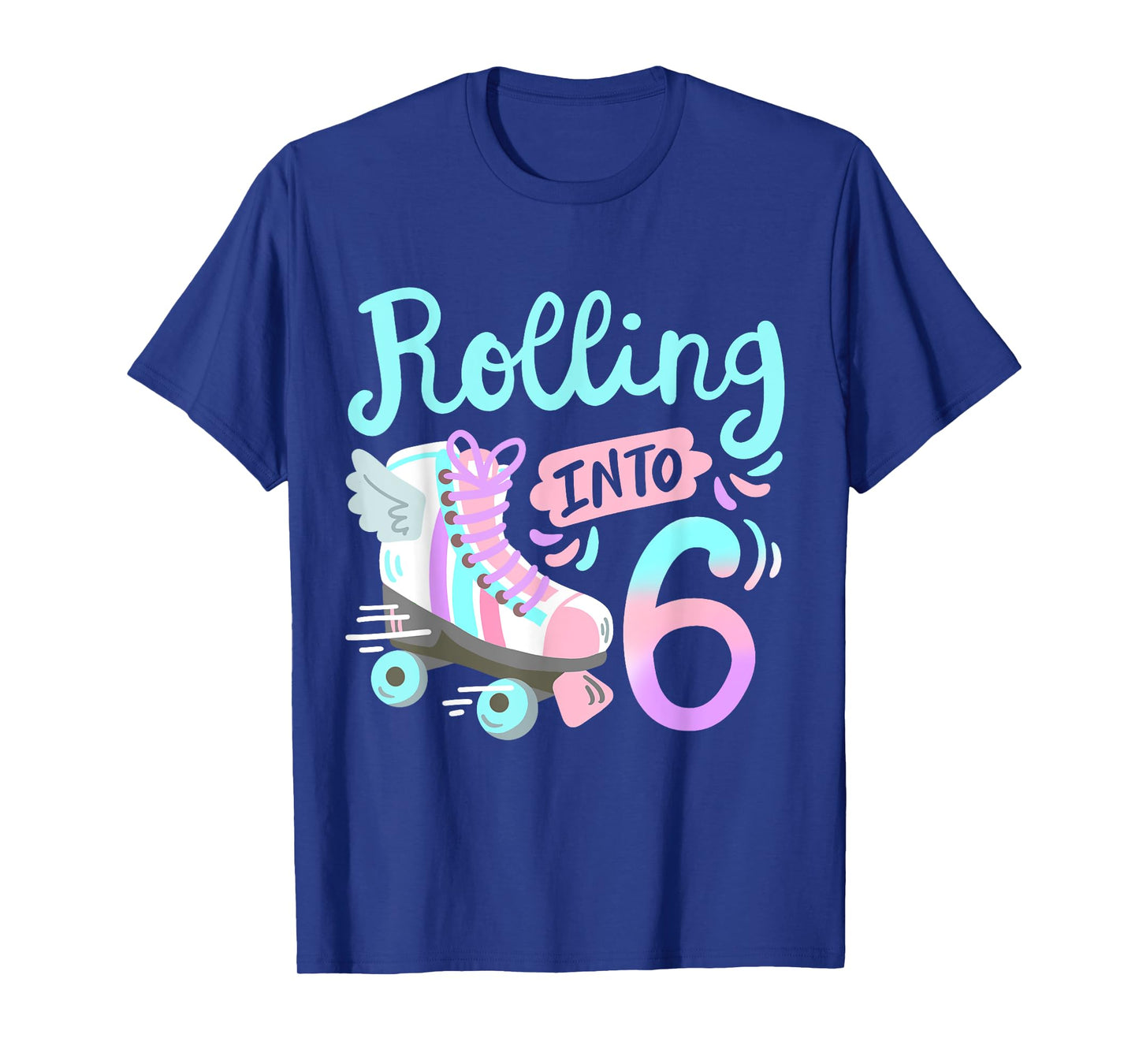 Rolling Into 6 Roller Skates Skater Girl 6th Birthday Party T-Shirt