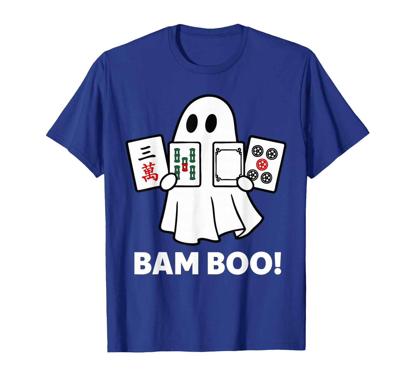 Halloween Ghost Playing Mahjong Spooky Bam Boo Funny Costume T-Shirt