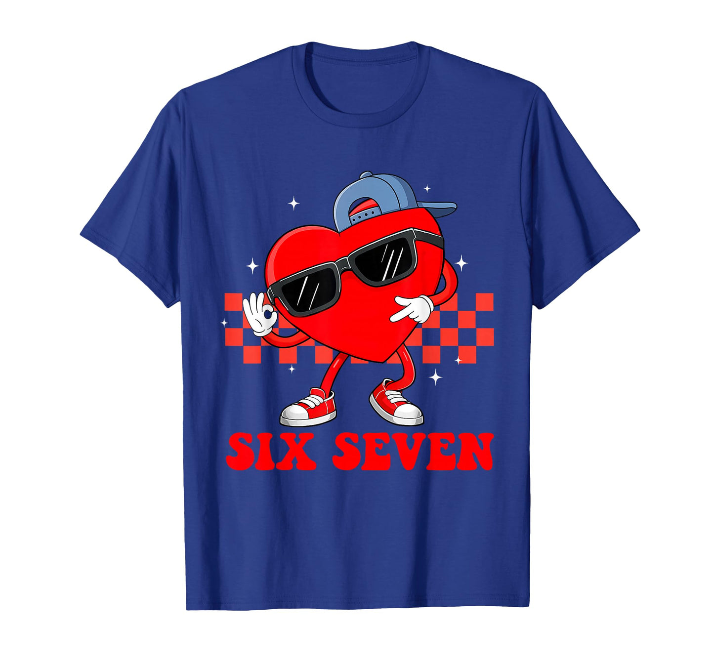 Funny Meme Six Seven 6 7 Valentine Groovy Heart Men Boy Kid T-Shirt