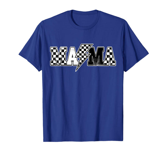 Mama Racing Race Car Checkered Family Birthday T-Shirt