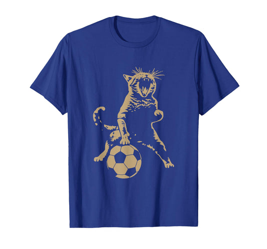 Funny Cat Playing Soccer T-Shirt